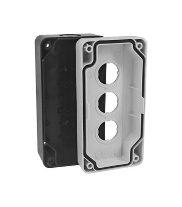 10919 - CAIXA PLÁSTICA BEGE/PRETO BX1PQ-3 COM 3 FUROS 22MM - DIMENSÕES: 135X68X51MM (CXLXH)