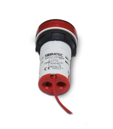 12384 - HORÍMETRO DIGITAL 22MM AD22-22HMR VERMELHO DE 0-999H - ALIMENTAÇÃO 220VCA