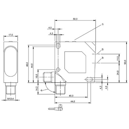 133306 - SENS OPT DIF 17 X 50 X 50 PNP NA 15~30 PL CON M12 8P 0,5K IP67 BFS0002
