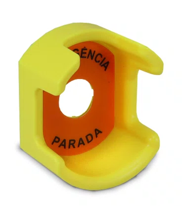 13469 - PROTEÇÃO P/ BOTAO DE EMERG 40MM AM PLAST PARCIAL 22MM + PLACA EMERG SIBR