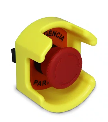 13469 - PROTEÇÃO P/ BOTAO DE EMERG 40MM AM PLAST PARCIAL 22MM + PLACA EMERG SIBR