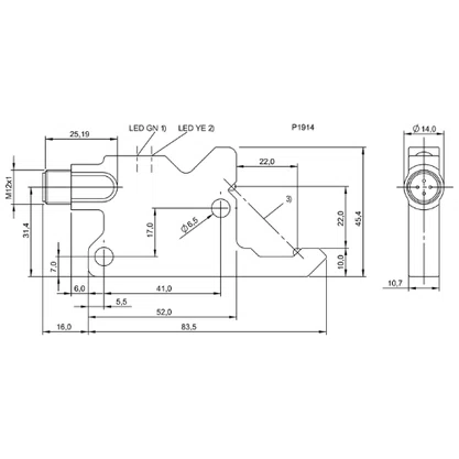 136906 - SENS OPT ANG 14X45X100 PNP NA 30 LT CON M12 1K