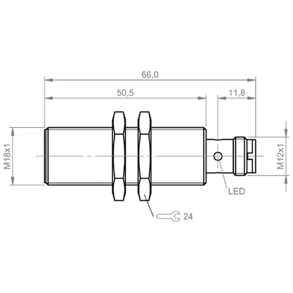 234532 - SENS IND M18 X 66 PNP NA 5 LT FC CON M12 3P 2K