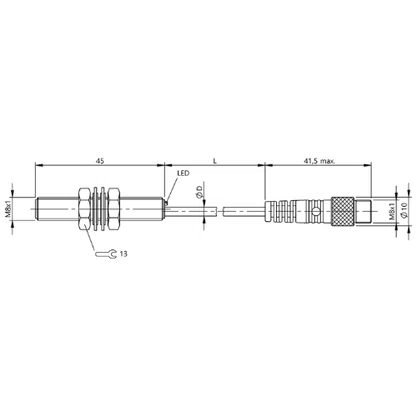 247311 - SENS IND M8 X 47 PNP NA 1 LT FC CB 0,2M CON M8 1,5K