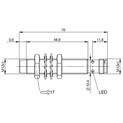 247515 - SENS IND M12 X 70 NPN NA 4 AÇO NFC CON M12 0,4K