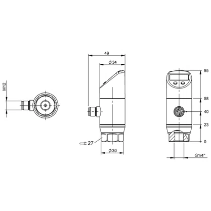 266083 - SENS PRS 1/4 PNP/NPN REV ANALG 4~20MA/0~10V I0-LINK 20BAR AÇO CON M12 4P C/ DISPLAY