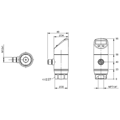 266107 - SENS PRS 1/4 PNP/NPN REV ANALG 4~20MA/0~10V I0-LINK -1-10 BAR AÇO CON M12 4P IP67