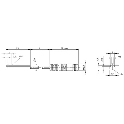 297008 - SENS MAG 5 X 4,4 X 29 PNP NA RANH T PL CB 0,2M CON M8 BMF0070