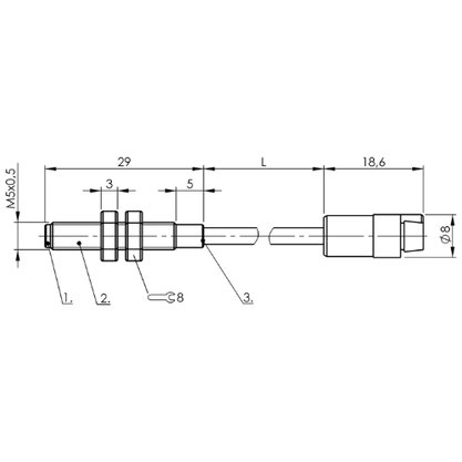 367162 - SENS CPC M5 X 29 AMPL 1 LT FC CB 2M 0,1K BCS0011