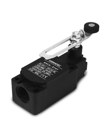 3728 - CHAVE FIM DE CURSO COM HASTE AJUSTÁVEL E ROLDANA AXCK-S141 COM 1NA + 1NF E CORPO PLÁSTICO