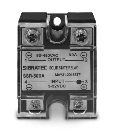 6917 - RELÉ DE ESTADO SÓLIDO MONOFÁSICO SSR-60DA 60A CONTROLE = 3~32VCC – CONTATO (60A) = 90~480VCA
