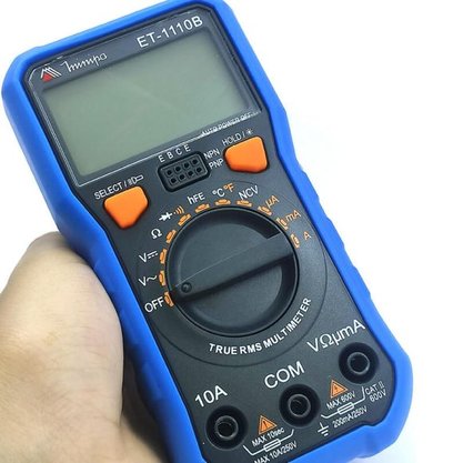Multímetro Digital Data Hold Tensão AC/DC Corrente AC/DC Função NCV Detecta Tensão Sem Contato Teste hFE Minipa ET-1110B