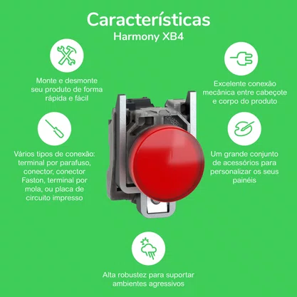 XB4BVB3 - SINALIZADOR 22MM METAL LED VD 24 DC/AC