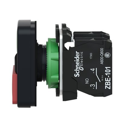 Botão Duplo Ø22Mm Plástico, Retorno Por Mola, Verde+Vermelho, Na+Nf Xb5Al73415, Schneider Electric