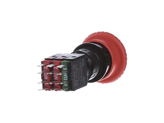 XB6AS8349B - BOTAO 16MM PLASTICO EMERGENCIA GIRAR DES