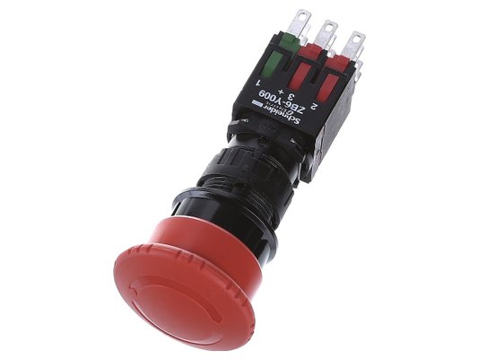 XB6AS8349B - BOTAO 16MM PLASTICO EMERGENCIA GIRAR DES