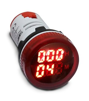 12384 - HORÍMETRO DIGITAL 22MM AD22-22HMR VERMELHO DE 0-999H - ALIMENTAÇÃO 220VCA
