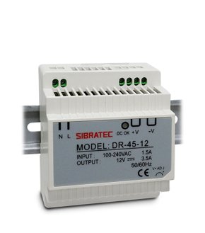 12501 - FONTE CHAVEADA PARA TRILHO DIN - ENTRADA 110/220VCA E SAÍDA 12VCC DE 45W 3,5A - DR-45-12V