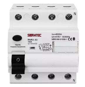 13842 - INTERRUPTOR DIFERENCIAL DR TETRAPOLAR DE 100A COM 30MA CLASSE AC