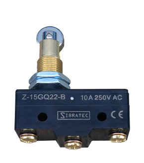 4412 - CHAVE FIM DE CURSO COM PINO E ROLDANA PARALELA Z-15GQ22-B COM  1 CONTATO REVERSÍVEL E CORPO PLÁSTICO