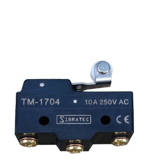 5334 - CHAVE FIM DE CURSO COM HASTE CURTA E ROLDANA TM-1704 COM 1 CONTATO REVERSÍVEL E CORPO PLÁSTICO
