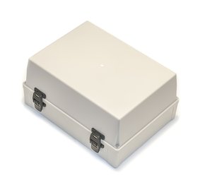 Caixa Plástica Cinza 250 X 150 X 120 Trava + Dobradiça 21.05.03