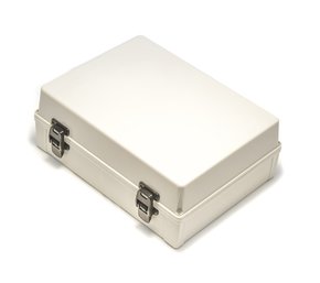 Caixa Plástica Cinza 350 X 260 X 130 Trava + Drobadiça 21.05.08