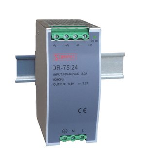 7869 - FONTE CHAVEADA PARA TRILHO DIN - ENTRADA 110/220VCA E SAÍDA 24VCC DE 75W 3,2A - DR-75-24V