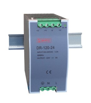 7870 - FONTE CHAVEADA PARA TRILHO DIN - ENTRADA 110/220VCA E SAÍDA 24VCC DE 120W 5A - DR-120-24V