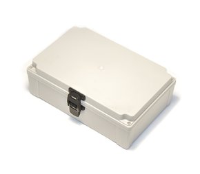 Caixa Plástica Cinza 280 X 180 X 90 Trava + Dobradiça 21.05.05