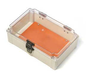 Caixa Plástica Cinza 280 X 180 X 90 Trava + Dobradiça Transparente 21.15.04