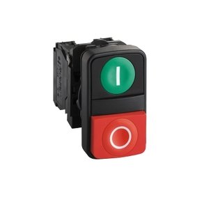 Botão Duplo Ø22Mm Plástico, Retorno Por Mola, Verde+Vermelho, Na+Nf Xb5Al73415, Schneider Electric